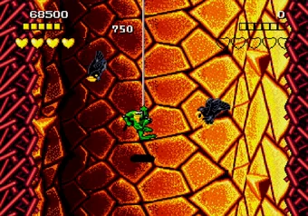 Battletoads Level 2 - Hidden Extra Life Trick with Birds Battletoads - Attacking birds for extra life in Level 2