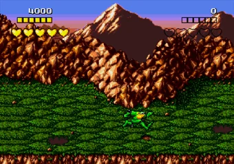 Battletoads Level 1 - Secret Warp to Level 3 Activated Battletoads - First Level Gameplay Screenshot on SEGA Genesis